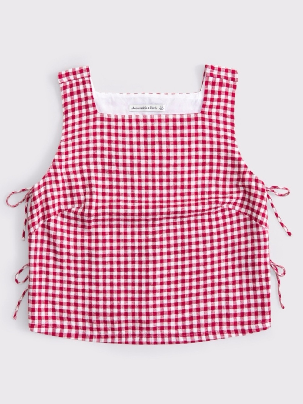 Abercrombie & Fitch Red and White Gingham Tie-Side Tank Top